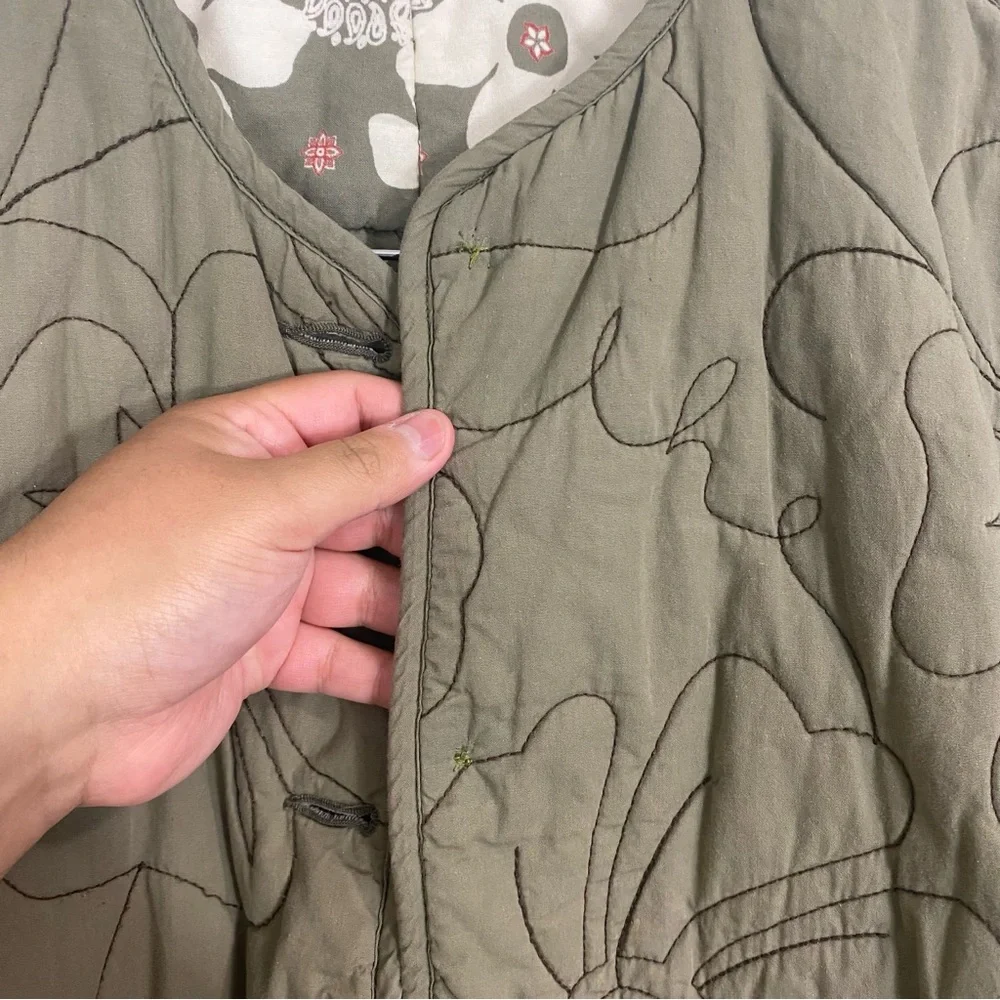 Free People Zazu Reversible Jacket Quilted Floral‎ Green XS FLAWED FLAWED